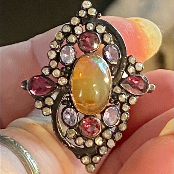 NWOT 5.50 CTW STUNNING NATURAL OPAL , TANZANITE, RUBY AND GENUINE DIAMONDS RING - Picture 7 of 13